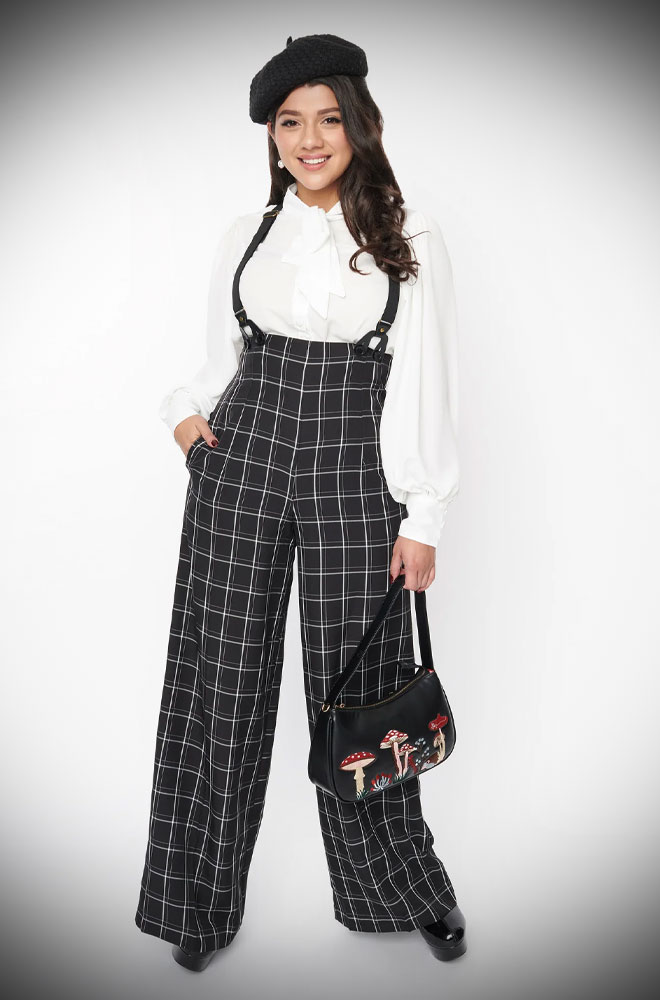 The Louise Wide Leg Trousers are timeless high-waisted trousers. We adore the Thirties feel of these and they are oh-so-versatile.