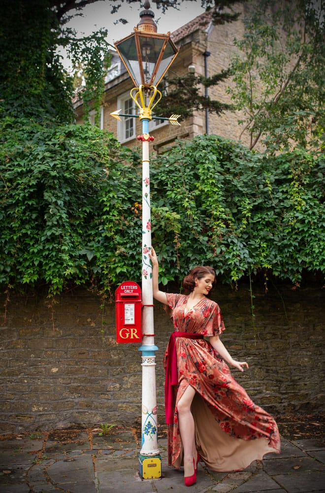 Autumn Rose Velvet Claudia Flutter Dress - a vintage-inspired evening dress with a sash waist. A signature piece by Alexandra King for Deadly is the Female.