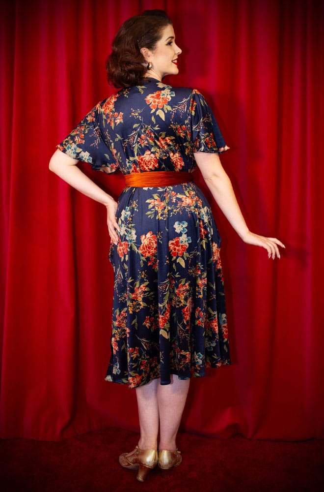 Floral Velvet Claudia Dress - a vintage-inspired evening dress with a sash waist. A signature piece by Alexandra King for Deadly is the Female.