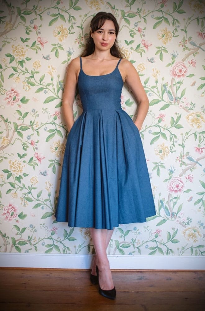 The Stretch Denim Priscilla Dress by The Pretty Dress Company is perfect for spring! It is a fresh and fun take on a timeless classic.