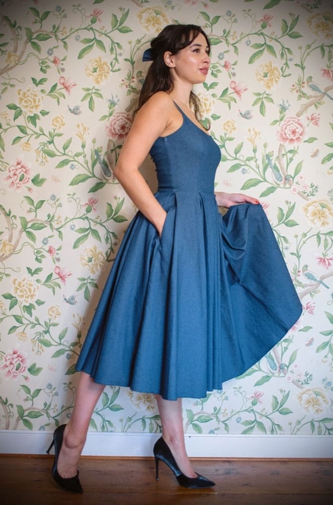 The Stretch Denim Priscilla Dress by The Pretty Dress Company is perfect for spring! It is a fresh and fun take on a timeless classic.