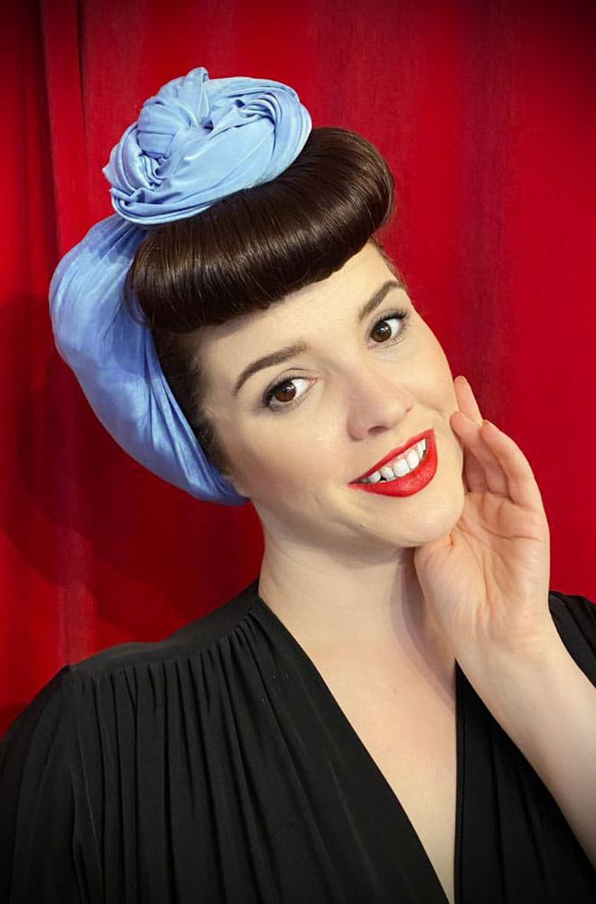 We LOVE a good hair scarf! Introducing the Forget-Me-Not Hair Scarf - a large scarf in a soft baby blue by Alexandra King for Deadly is the Female.