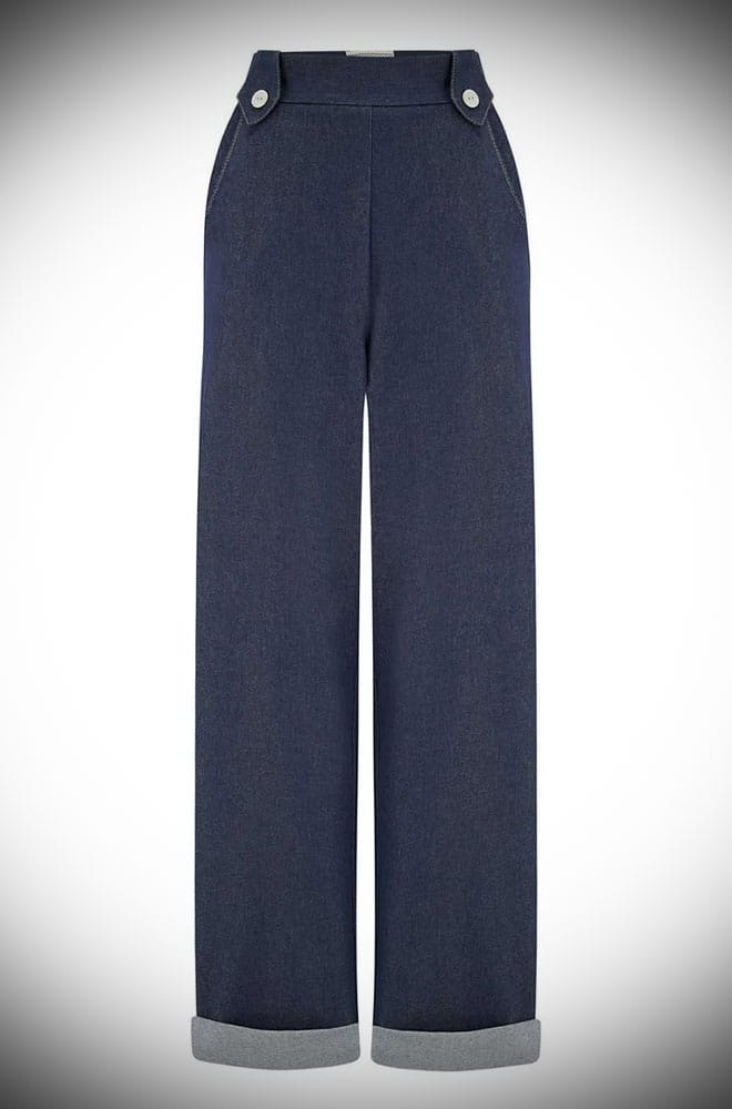 Effortless vintage style, inspired by a true icon. The Monroe Denim High Waisted Trousers are a modern tribute to the timeless glamour of Marilyn Monroe.