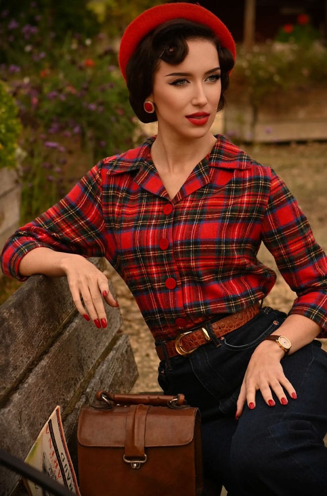 Plaid Marion Blouse - a '40s-inspired blouse at Deadly is the Female. Chic, casual and timeless fashion for pin-up girls and vintage lovers.