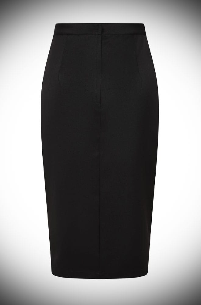 A 50s classic, the Scarlette Pencil Skirt is a black skirt with a slit for ease of movement & more importantly, sass! UK Vintage-style at Deadly is the Female