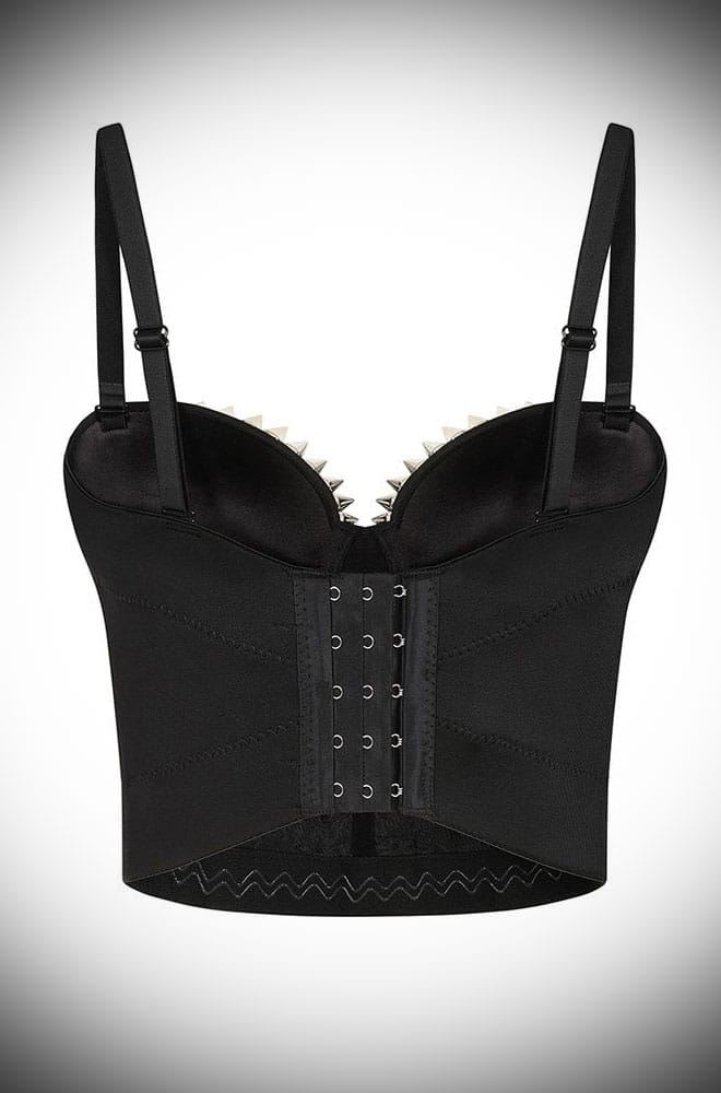 The ultimate sassy top, the Xenia Top is a black bustier covered in silver coloured spikes. Perfect for bad girls, burlesque performers & all Deadly Females