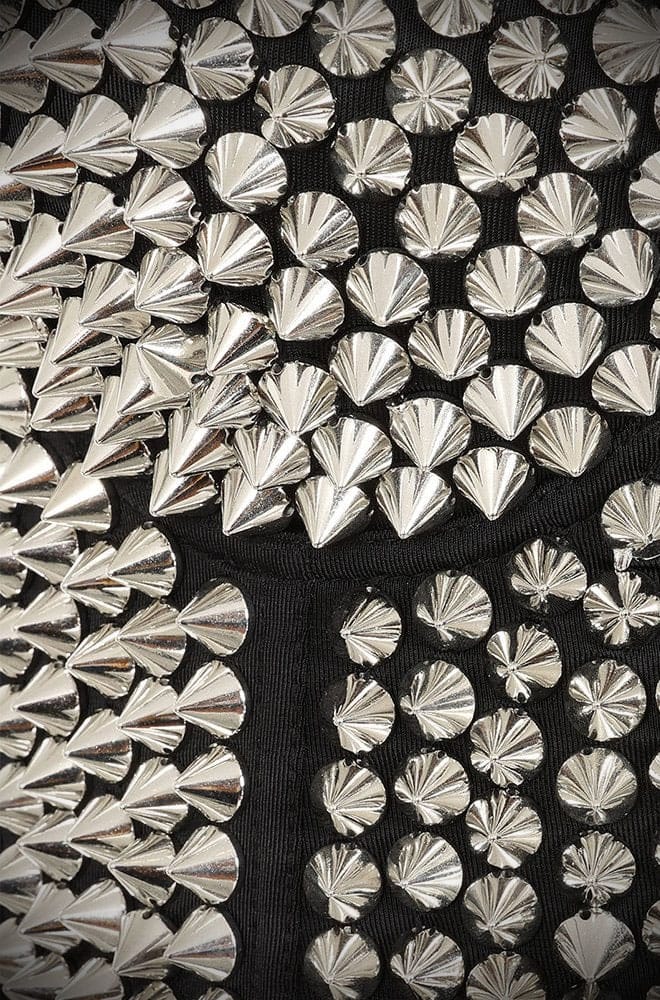 The ultimate sassy top, the Xenia Top is a black bustier covered in silver coloured spikes. Perfect for bad girls, burlesque performers & all Deadly Females